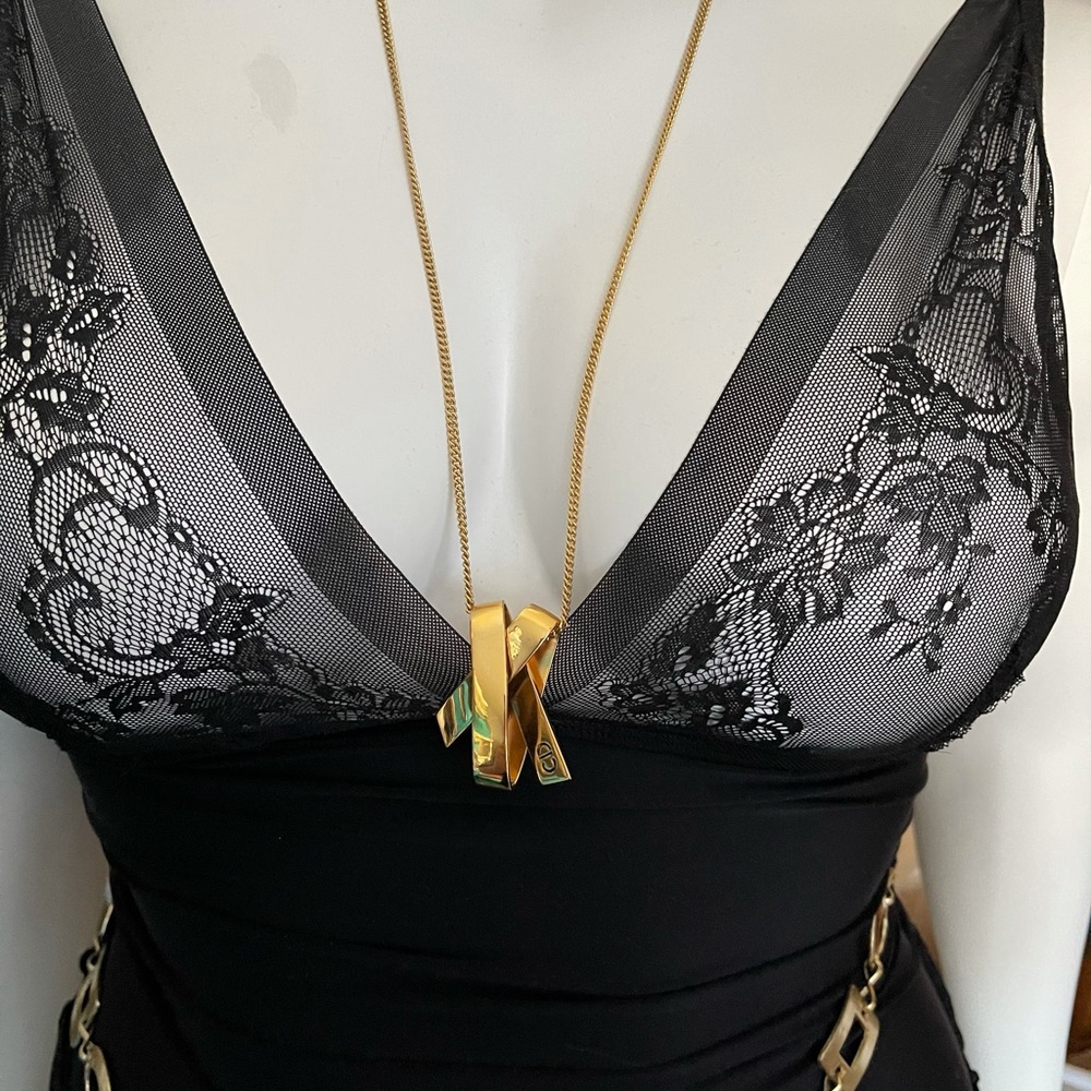 CHRISTIAN DIOR-AUTHENTIC Gold Pendant/Necklace - Picture 12 of 16